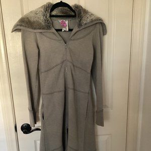Free People Women's Long Zippered Jacket with Faux Fur Collar Size XS